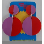 Retro Pop Art Dangle Earrings | Acrylic | Pink Purple