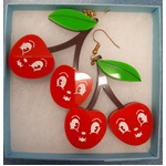 Retro Dangle Earrings | Cherries | Red