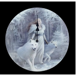 Winter Guardian Wolf Wall Clock - Glass 34 cm