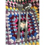 MIDCENTURY Stainless Steel Salad Servers - Rose Motif - Made in Japan