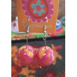 Funky Bobble Earrings - Pink Orange Yellow