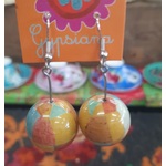 Funky Bobble Earrings - Brown Yellow Blue
