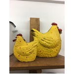 Fat Chickens Garden Art - Metal - Yellow - Set of 2