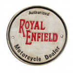 Cast Iron Royal Enfield Motorcycle Dealer - 20 cm Diameter