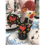 Black & White Rooster 205mm Ceramic | Portuguese | Rooster of Luck & Happiness
