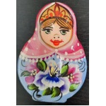 Babushka Matryoshka Nesting Doll Brooch | Hand Painted in Russia | Pink
