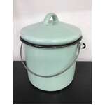 VINTAGE Green Enamel Billy Can or Lidded Pot 