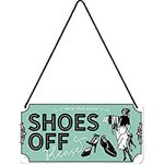 Shoes Off Please - Hanging Tin Sign 20 x 10 cm - Nostalgic Art