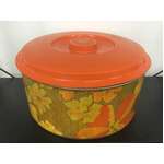 1970's Willow Australia Orange Floral Cake Tin Canister - Large 