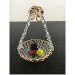 VINTAGE Miniature Spun Glass Fruit Basket - 7 cm Tall 