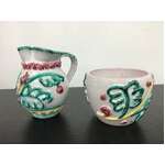 VINTAGE Art Pottery Jug and Sugar Bowl - Italy 