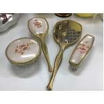 VINTAGE Dressing Table Set - Brush Mirror Trinket Dish - West German 
