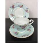 VINTAGE Aynsley Tea Cup Trio - Pale Blue Floral 