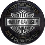 Harley Davidson Tin Sign - Round - Mean In All The Right Places