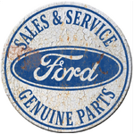 Ford Sales & Service Tin Sign - Round