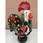 Black & White Rooster 340mm Ceramic - Portuguese - Rooster of Luck & Happiness
