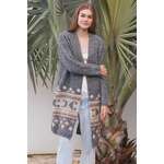 Wool Blend Longline Cardigan | Patterned Grey | S/M