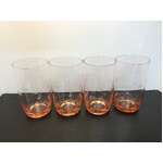 VINTAGE Pink Bamboo Etched Drinking Glasses x 4 