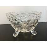 VINTAGE Crystal Bowl Tripod Feet | Small Size | Etched Flower | Scalloped Edge