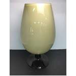 VINTAGE Taupe Cased Glass Brandy Balloon Vase w Brown Base | 31 cm Tall 