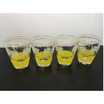 RETRO Drinking Glasses x 4 | Frosted Yellow w Grape Vine Motif