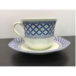 VINTAGE J&G Meakin Liberty Blue & White Tea Cup w Octagonal Saucer 