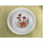 RETRO Arcopal France Milk Glass Pie Dish | Orange Poppy | 27 cm Diameter