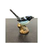 Miniature Blue Wren Ornament | Ceramic | Hand Painted | 5 cm Tall