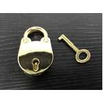 ANTIQUE Style Mini Padlock w Skeleton Key | 3.5 cm Gold