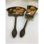 VINTAGE Dressing Table Set - Brush and Hand Mirror - Yellow Roses 