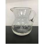 VINTAGE Etched Hand Blown Glass Jug - 12.5 cm Tall
