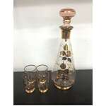 VINTAGE MCM Bohemia Glass Decanter & Glass Set - Pink 