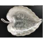 VINTAGE Pealised Silver Leaf Dish w Ball Feet - Made in Japan 