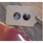 Resin Dot Stud Earrings - Brown & Silver Fleck