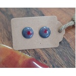 Resin Dot Stud Earrings - Grey & Red