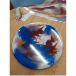 Singular Resin Circle Coaster - Maroon Blue & White