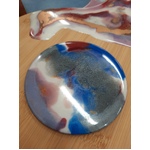 Singular Resin Circle Coaster - Maroon Blue & Grey