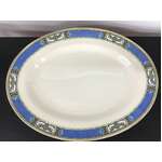 VINTAGE J&G Meakin Sol Oval Serving Plate - 31 x 23.5 cm - Blue & Green Border 