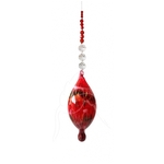 Beaded Blown Glass Painted Baubles - Made In WA - Red Round