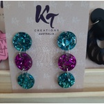 Teal and Betty Triple Dot - Dangle Earrings