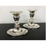 VINTAGE English Silver Plate Oval Base Candlestick Holder - Pair 