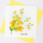 Golden Wattle Greeting Card - Handmade Quilling - Blank