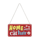Home Is Where The Cat Hair Is - Hanging Tin Sign 20 x 10 cm - Nostalgic Art