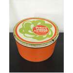 VINTAGE Peters WA Half Gallon Ice Cream Tin - Orange & Green 