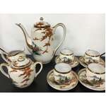 ANTIQUE Kutani Signed Eggshell Porcelain 11 Pc Teaset - Handpainted 