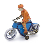 Bicycle Wind Up Tin Toy - Blue and Brown