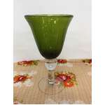 Green Wine Goblet w Clear Stem 