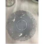VINTAGE Bagley Glass Fish Scale Serving Plate - Blue Satin Glass