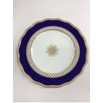 ANTIQUE Victorian Plate - Cobalt Blue w Gold - Registered Design Lozenge 1868