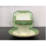 VINTAGE Art Deco Aynsley Tea Cup Trio - Green & Pale Yellow 